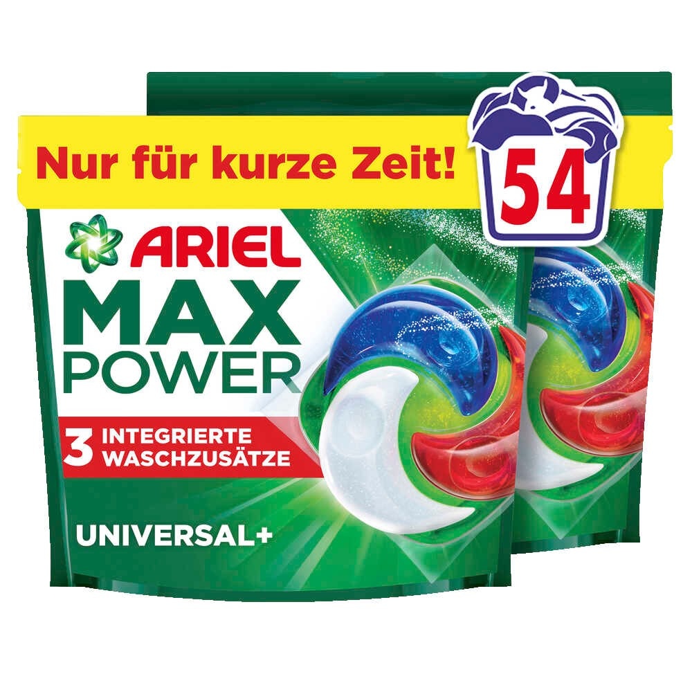 Ariel Flüssig, Pulver, All-in-1 Pods oder Max Power 54-111 Wäschen Angebot bei Maximarkt