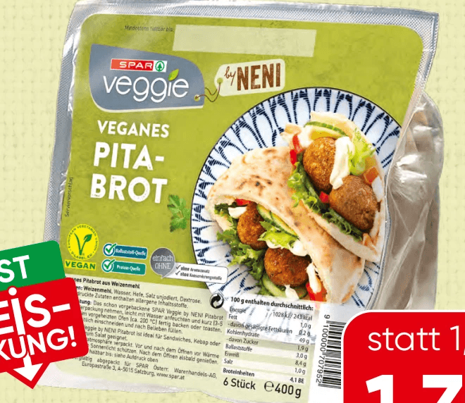 SPAR Veggie by NENI veganes Pitabrot, 400 g – Spar