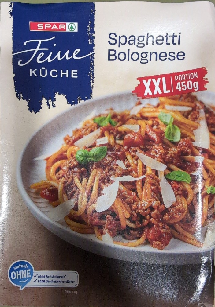 SPAR Feine Küche Spaghetti Bolognese oder Fusilli in Tomatensauce 450-g-Packung Angebot bei Interspar
