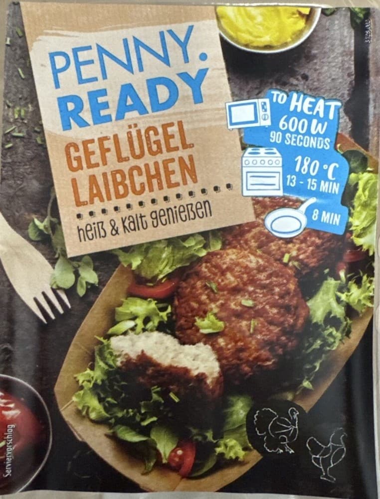 Penny. Ready Fleischlaibchen oder Geflügel-Laibchen, 500 g – Penny