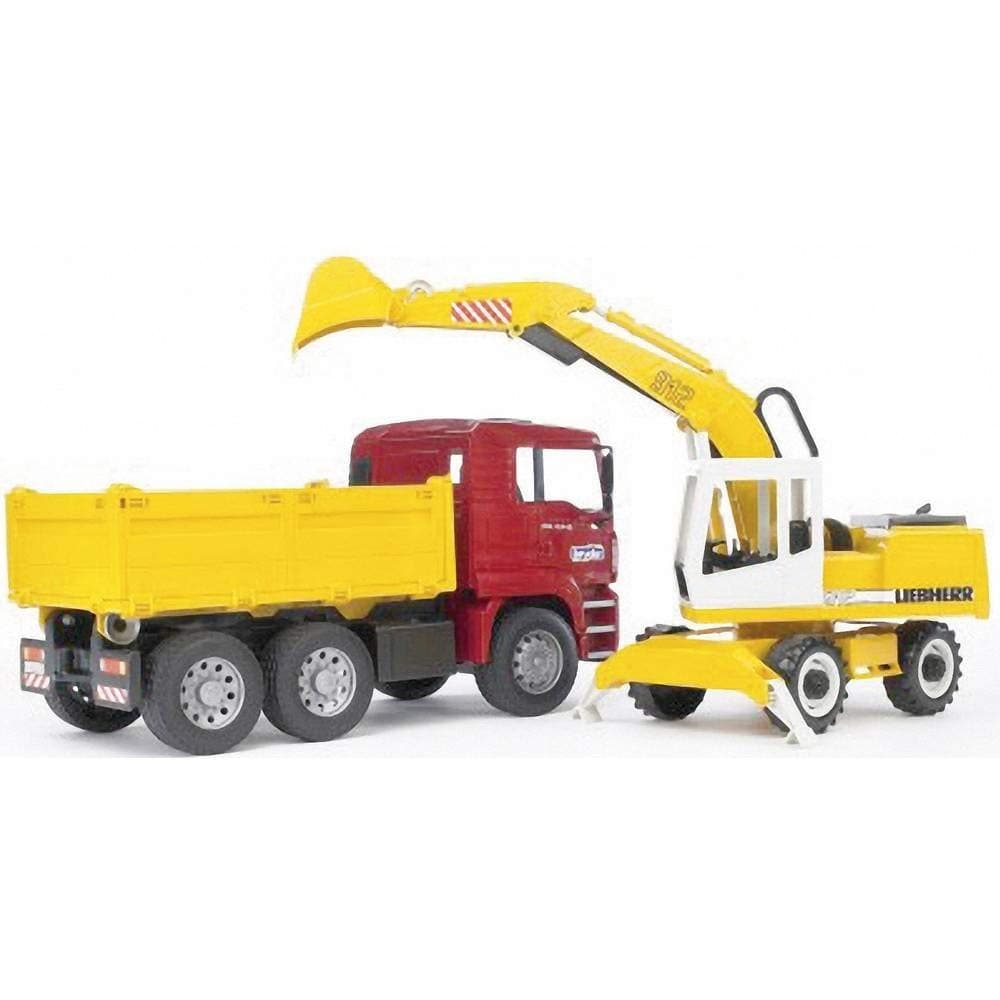 Bruder Kipp LKW mit Schaufelbagger – Maximarkt