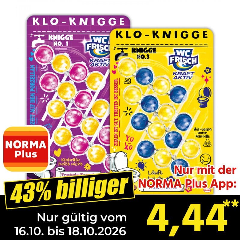 WC-Steine "Klo-Knigge", Quattropack, je 4x50 g WC Frisch – Norma
