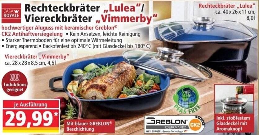 Rechteckbräter "Lulea" oder Viereckbräter "Vimmerby" CASA ROYALE – Norma