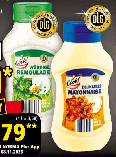 Delikatess Mayonnaise oder Würzige Remoulade, 500 ml Cook! – Norma