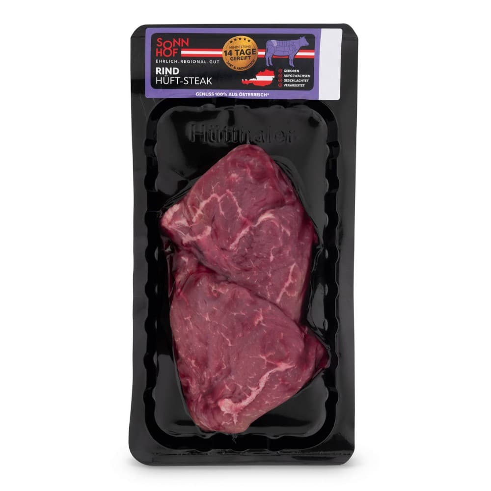 Rinder-Hüftsteaks, z.B. 263 g SONNHOF – Hofer