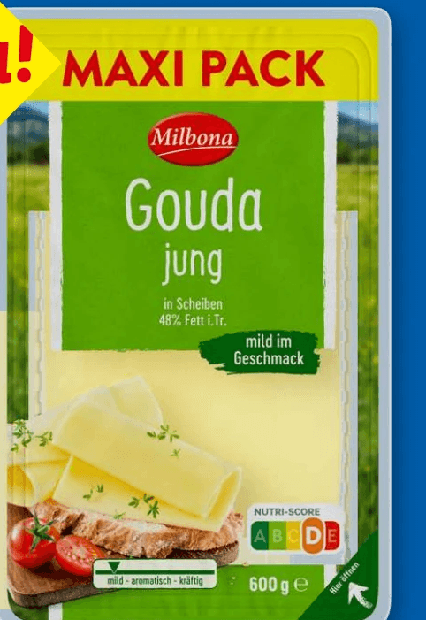 Milbona Gouda jung in Scheiben, 600 g – Lidl