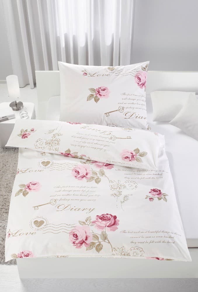 Bettwäsche „DIARY ROSE", ca. 70x90 und 140x200cm – Mömax