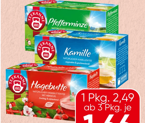 Teekanne Klassiker Früchte-, Kräuter-, Schwarz- oder Grüntee, 18er/20-er Pkg. – Spar