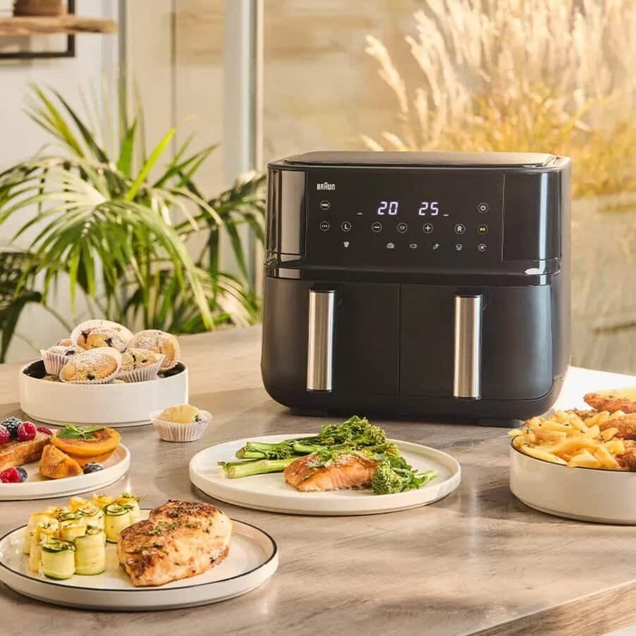 Braun Heißluft-Fritteuse TD 30301 BK Airfryer TwinCook3, 8 L – Expert