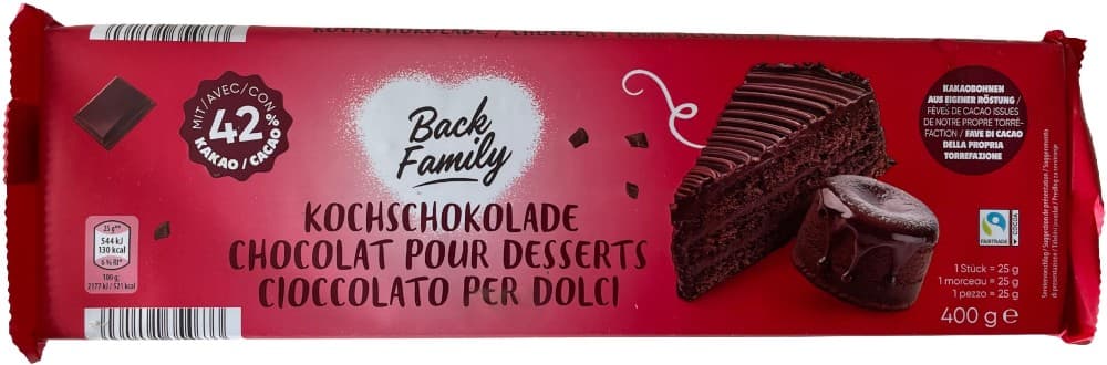 Kochschokolade, 400 g Back Family – Hofer