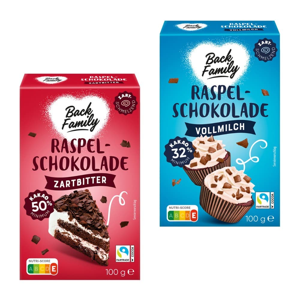 Raspelschokolade, 100/75 g Back Family – Hofer