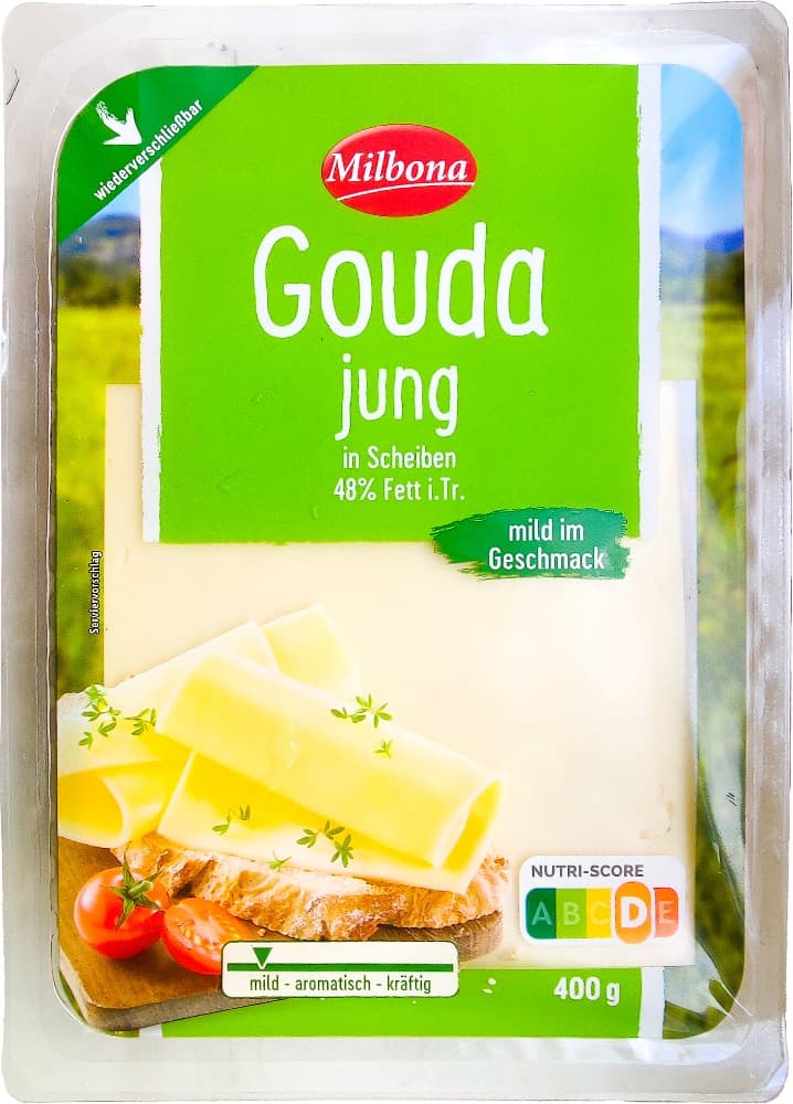 Milbona Gouda Jung Scheiben 400 g Angebot bei Lidl