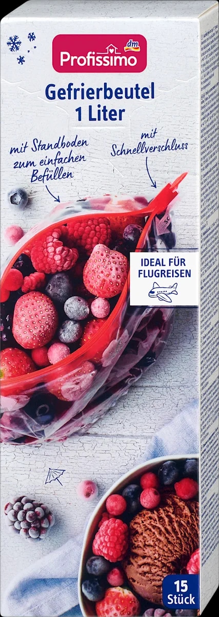 Profissimo Gefrierbeutel Schnellverschluss 1 Liter, 15 Stk. Angebot bei Dm