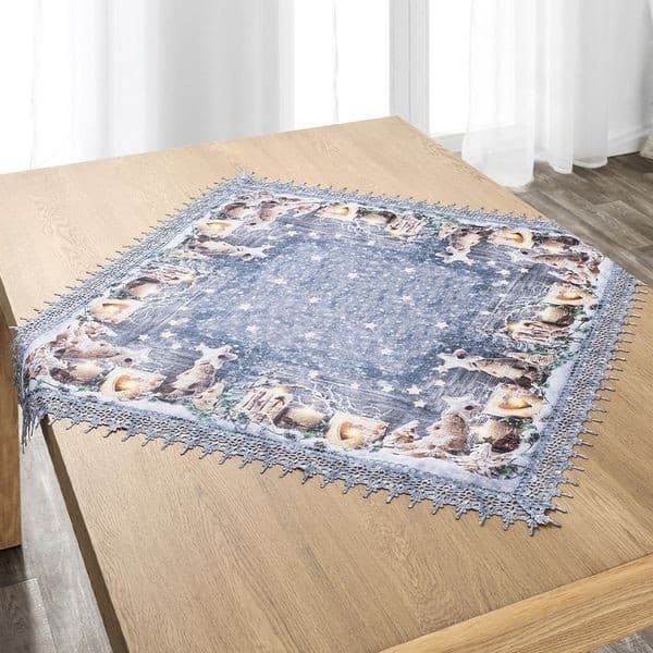 Bella Casa Tischwäsche mit Spitze Mitteldecke, ca. 80x80 cm – Norma