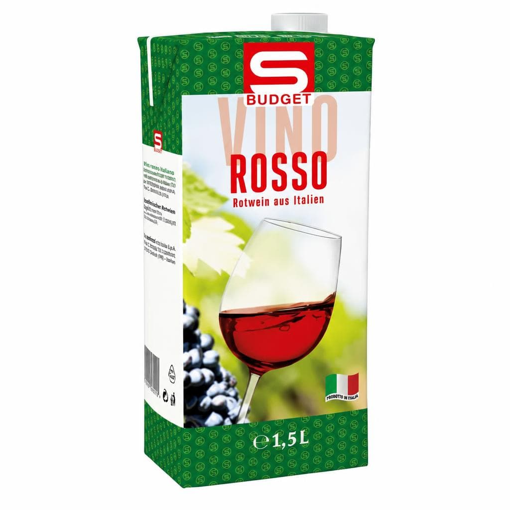 S-BUDGET Rotwein Tetra Pack, 1,5 Liter – Spar