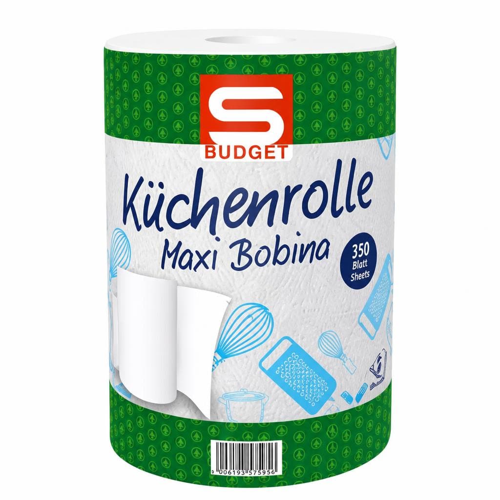 S-Budget Maxi Bobina Küchenrolle, 350 Blatt, 2-lagig – Spar