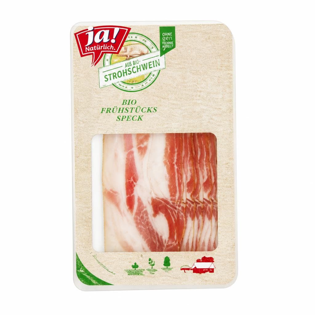 Ja! Natürlich Bio-Frühstücksspeck vom Bio-Strohschwein, 80 g Packung – Billa
