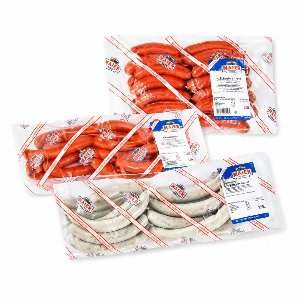 Bratwürstel, Käsekrainer, Chili Käsekrainer, Debreziner, Käsbreziner oder Chili Käsegriller 1 kg Packung MAIER Angebot bei Maximarkt