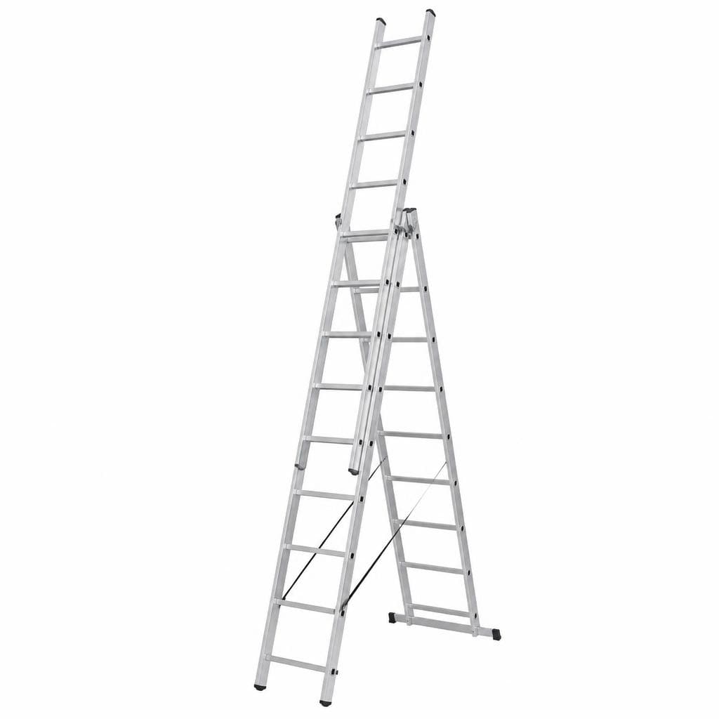 Alu-Kombleiter 3 x 11 Sprossen, Länge 1-fach: 310 cm, 2-fach: 460 cm, 3-fach: 645 cm – Zgonc
