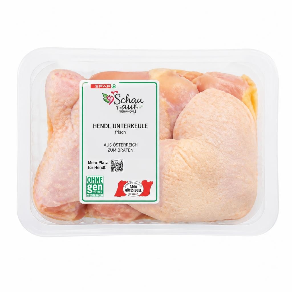 SPAR Schaut drauf AMA Tierwohl-Hendl-Unterkeule, Oberkeule oder Keulenschnitzerl 350-g/400-g-Packung Angebot bei Interspar