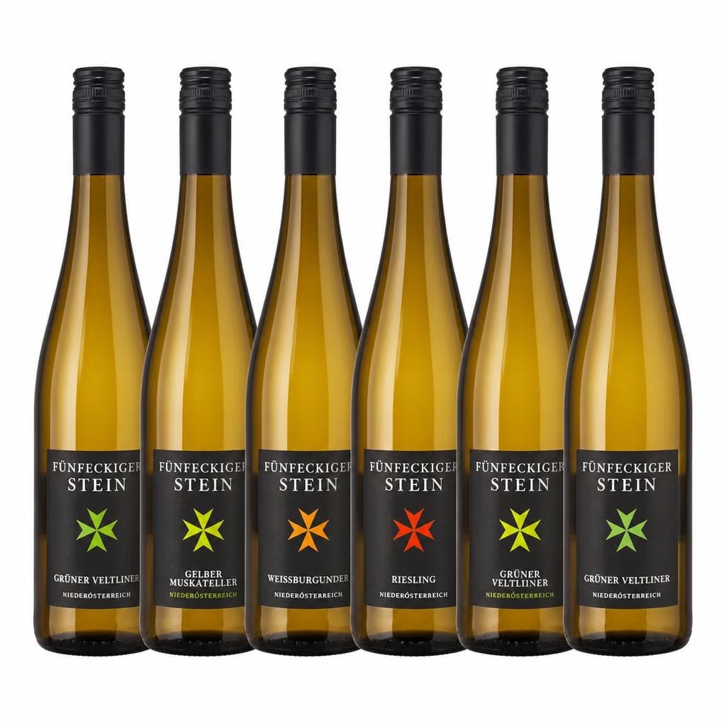 Waldschütz Fünfeckiger Stein Grüner Veltliner, Gelber Muskateller, Weißburgunder oder Riesling, 0,75 Liter – Maximarkt