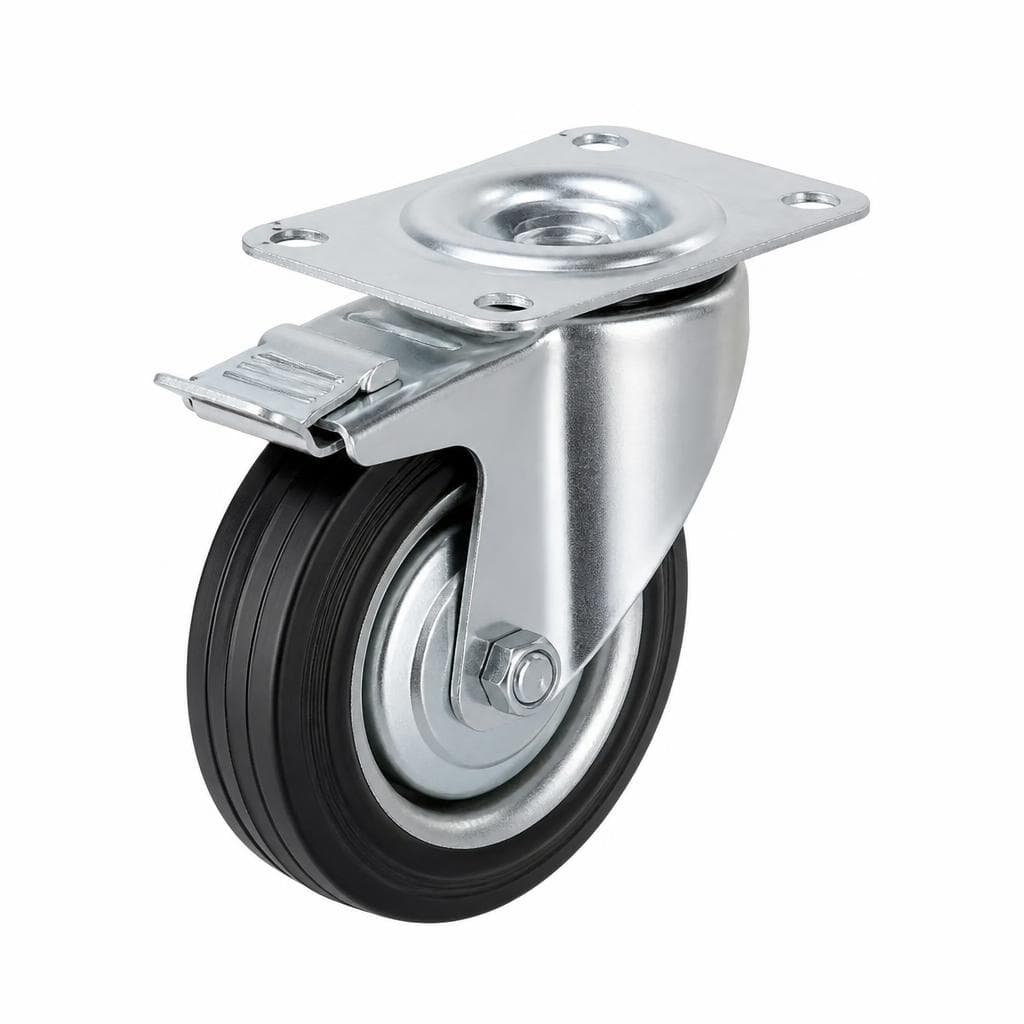 Lenkrolle Vollgummi mit Fußbremse, 125 mm – Zgonc