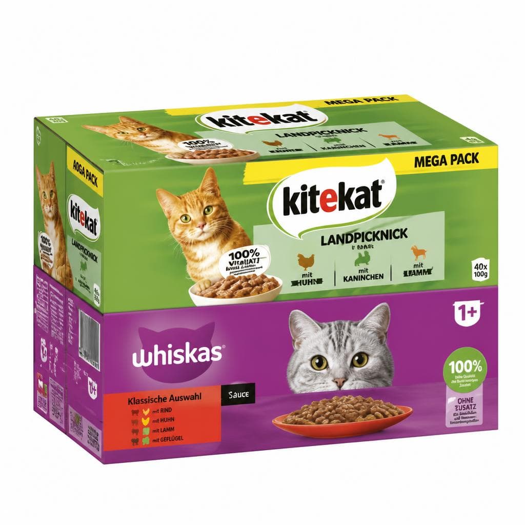 Whiskas Katzennahrung / Kitekat Katzennahrung, 40 x 85-g-Mega-Pack oder 48 x 85-g-Mega-Pack – Interspar
